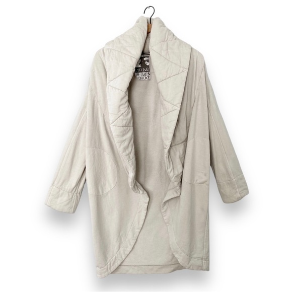 Young Fabulous & Broke Sandrine Quilted Cocoon Open Front Coat Jacket Stone M/L - Picture 2 of 8